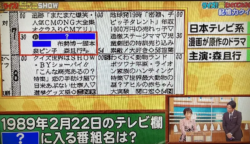 1989年2月22日のテレビ欄　日本テレビ