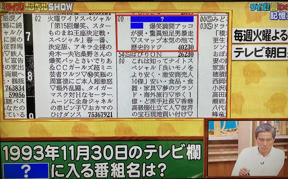 1993年11月30日のテレビ欄の一部となっていますが、実際は1994年4月5日火曜日と思います