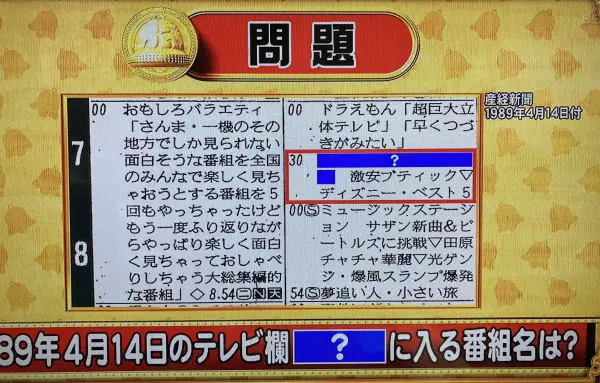 1989年4月14日午後7時～8時のテレビ欄