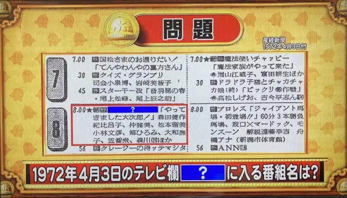 1972年4月3日のテレビ欄