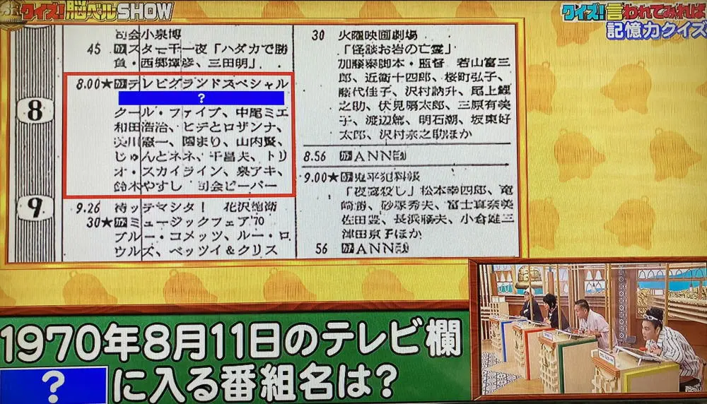 1970年8月11日のテレビ欄