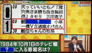 1984年10月1日のフジテレビのテレビ欄。？に入る番組名は？